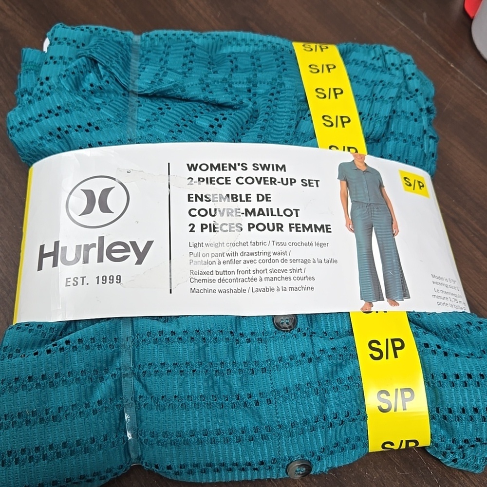 Hurley Size S Teal 2-Piece Swim Cover-Up Set